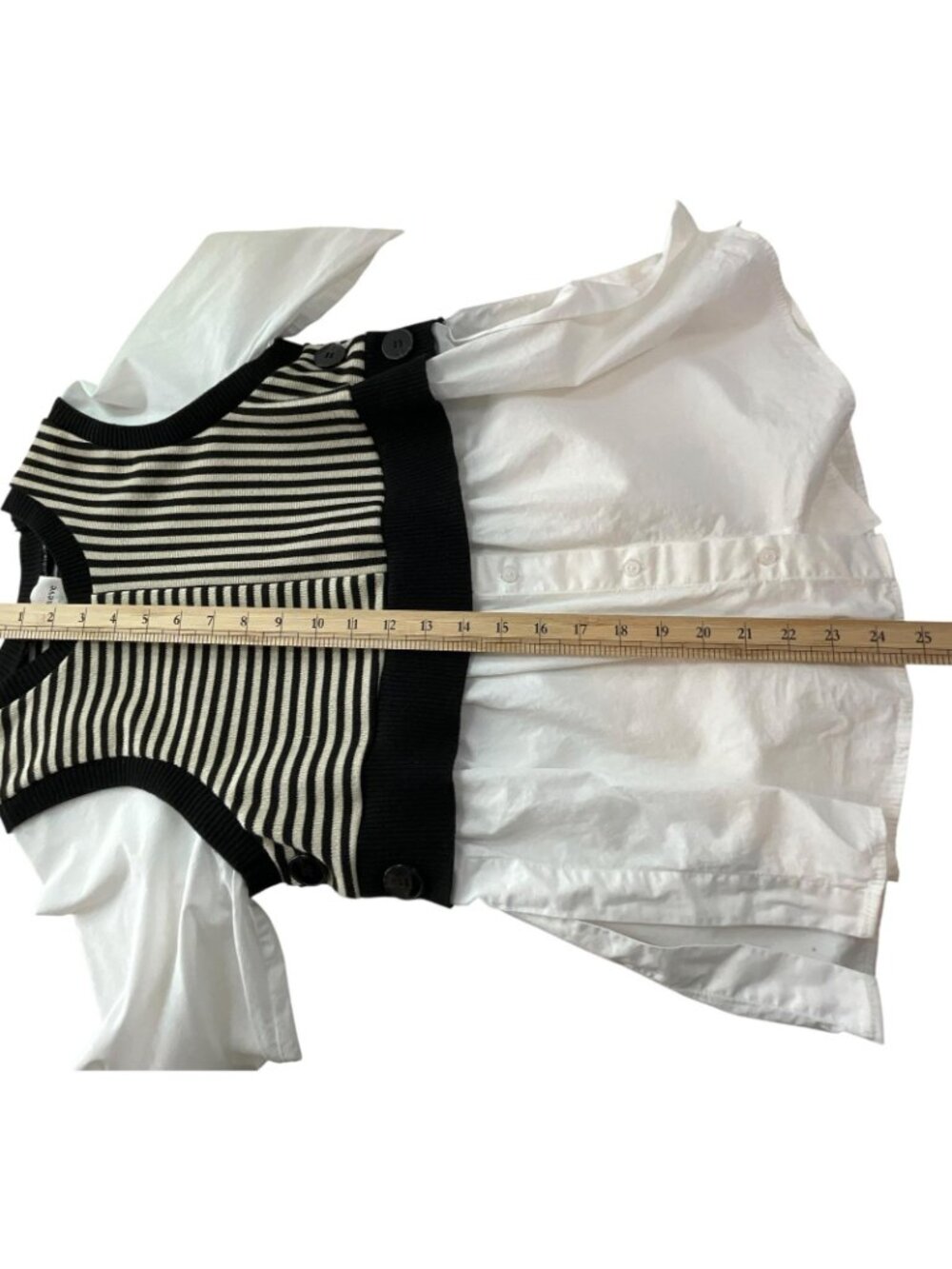 Maeve Long Sleeve Linen Twofer Sweater Vest Top Womens XS Anthropologie White - Picture 13 of 14
